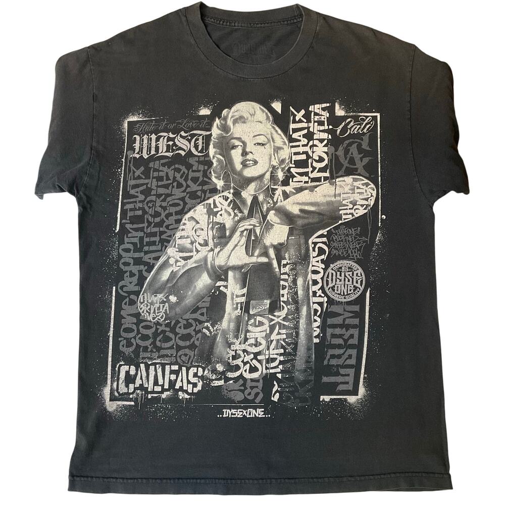 Dyse One Men T-shirt size L Short Sleeve Marilyn Monroe Hate It Or Love It Black
